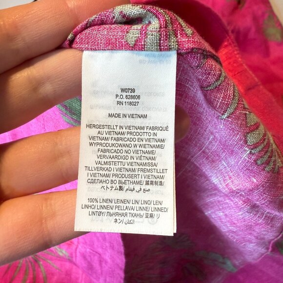 Boden Women 6L Hannah Linen Shirt Tunic Pink Floral V Neck Breathable Vacation - Picture 4 of 9